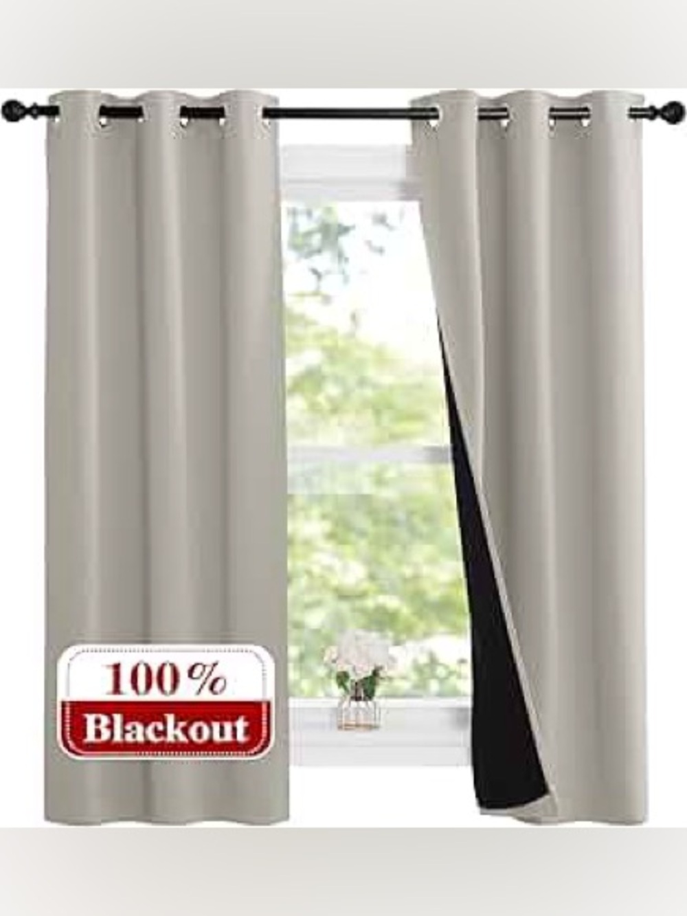 NICETOWN Natural Blackout Curtains Natural 84inchs